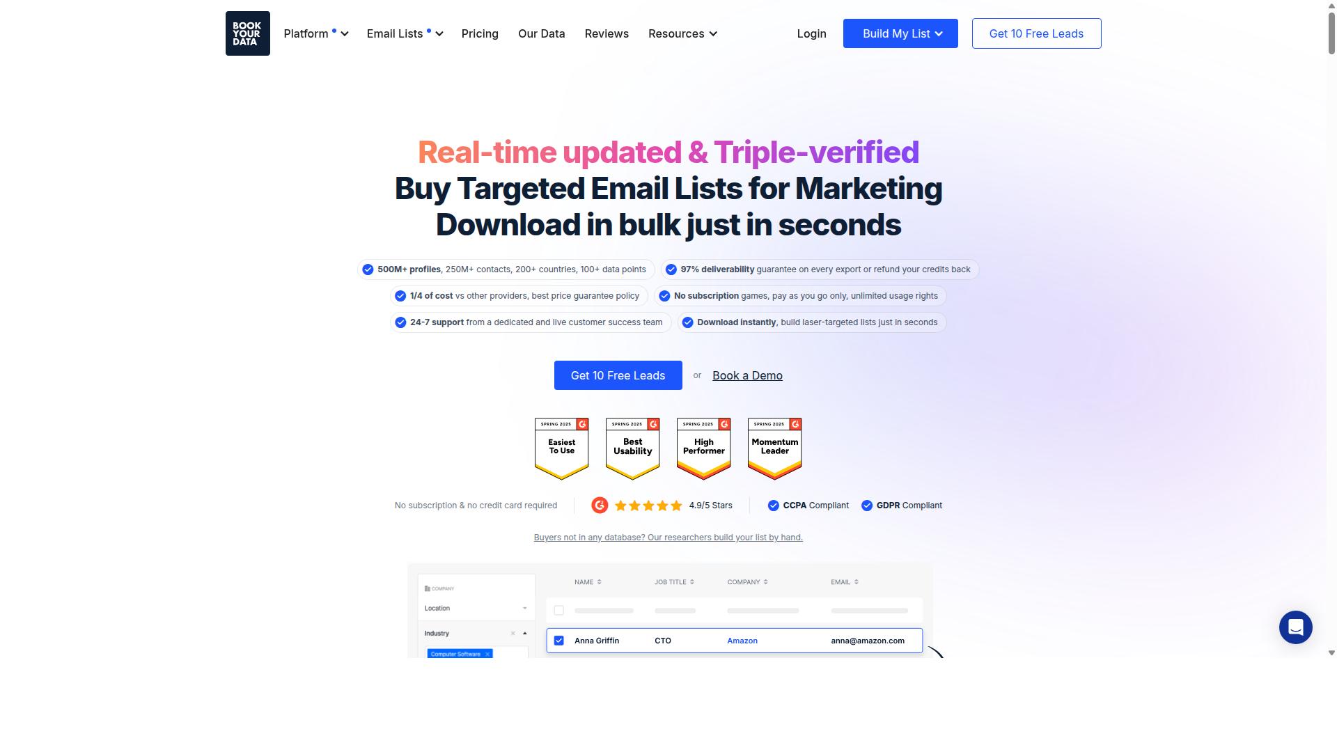 Bookyourdata website